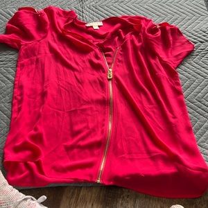 Michael kors short sleeve blouse pinkish red xl